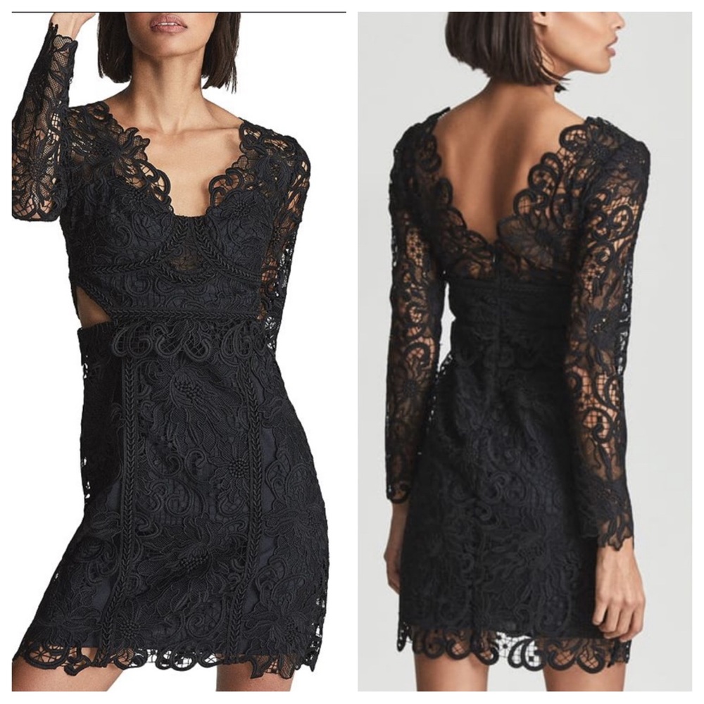 NWT Reiss Erica lace cut out sides dress